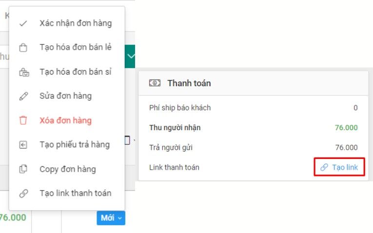 Bước 1. Tạo link thanh toán